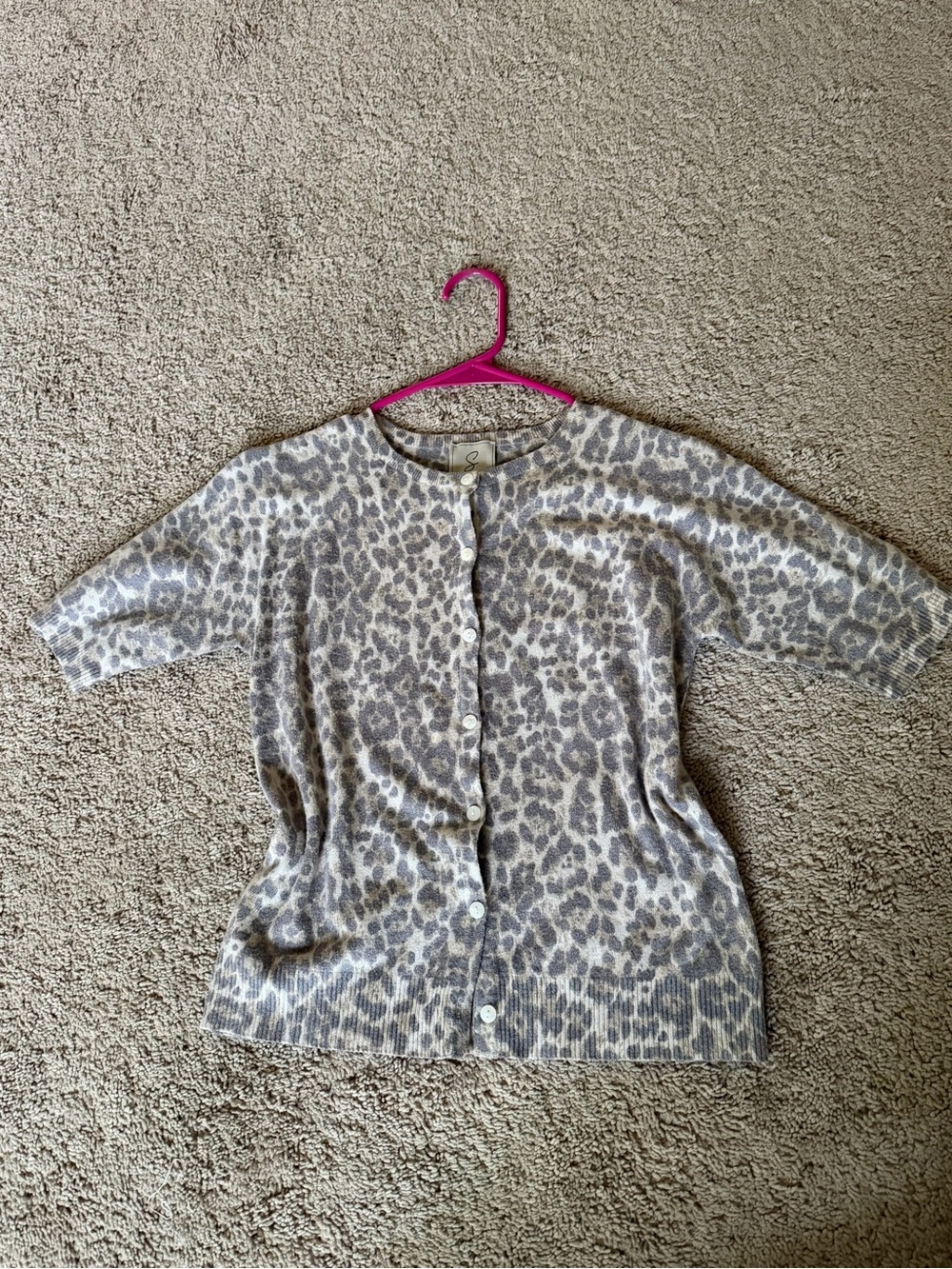 Sioni Leopard-Print Cardigan in Taupe and Cream